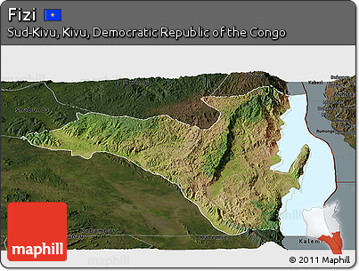 Satellite Panoramic Map of Fizi, darken