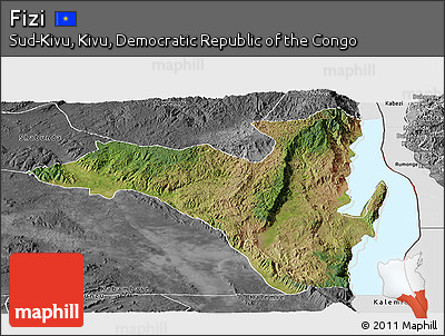 Satellite Panoramic Map of Fizi, desaturated