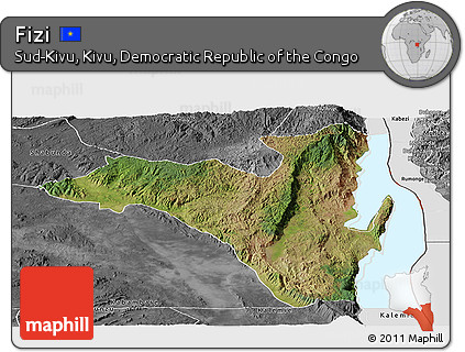Satellite Panoramic Map of Fizi, desaturated