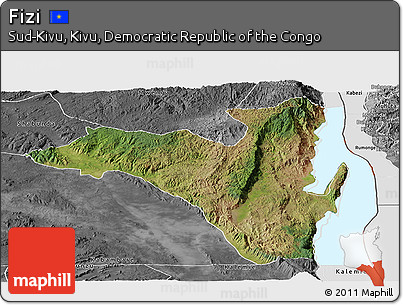 Satellite Panoramic Map of Fizi, desaturated
