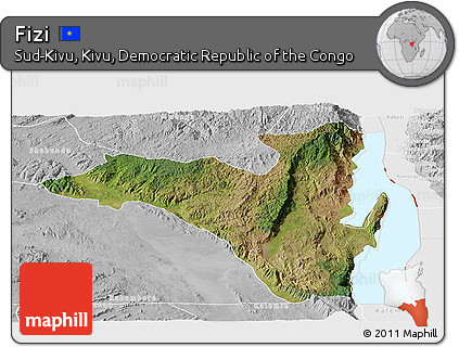 Satellite Panoramic Map of Fizi, lighten, desaturated