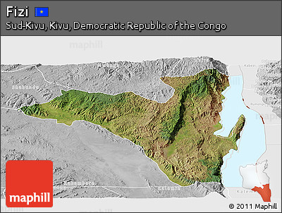 Satellite Panoramic Map of Fizi, lighten, desaturated