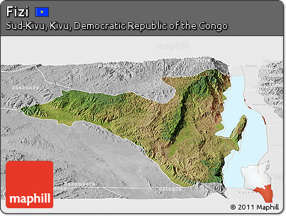 Satellite Panoramic Map of Fizi, lighten, desaturated
