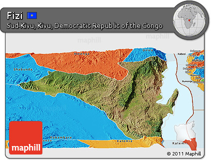 Satellite Panoramic Map of Fizi, political outside
