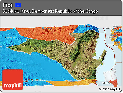 Satellite Panoramic Map of Fizi, political outside