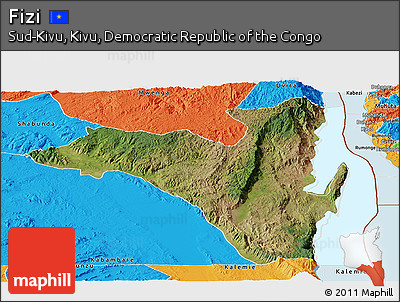 Satellite Panoramic Map of Fizi, political outside