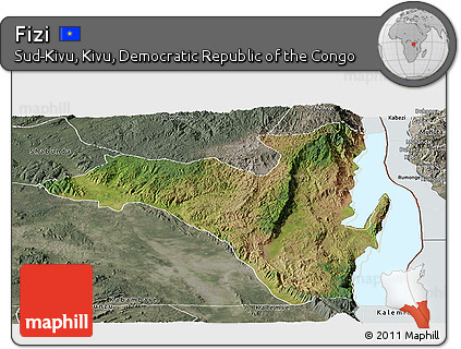 Satellite Panoramic Map of Fizi, semi-desaturated