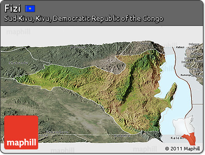 Satellite Panoramic Map of Fizi, semi-desaturated