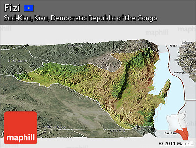 Satellite Panoramic Map of Fizi, semi-desaturated