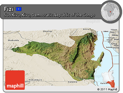 Satellite Panoramic Map of Fizi, shaded relief outside