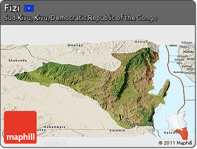 Satellite Panoramic Map of Fizi, shaded relief outside