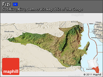 Satellite Panoramic Map of Fizi, shaded relief outside