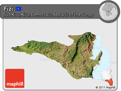 Satellite Panoramic Map of Fizi, single color outside