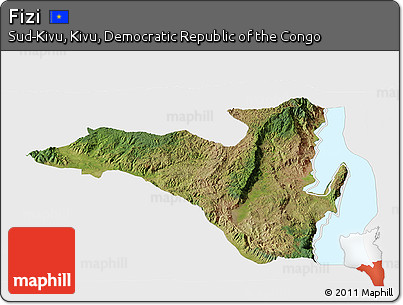 Satellite Panoramic Map of Fizi, single color outside
