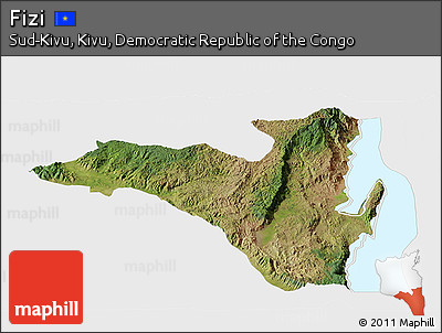 Satellite Panoramic Map of Fizi, single color outside