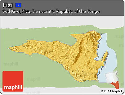 Savanna Style Panoramic Map of Fizi, single color outside
