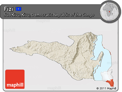 Shaded Relief Panoramic Map of Fizi, cropped outside