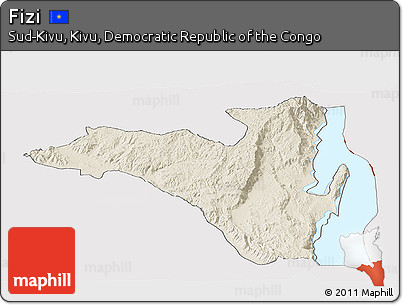 Shaded Relief Panoramic Map of Fizi, cropped outside