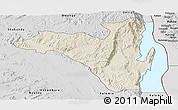 Shaded Relief Panoramic Map of Fizi, desaturated