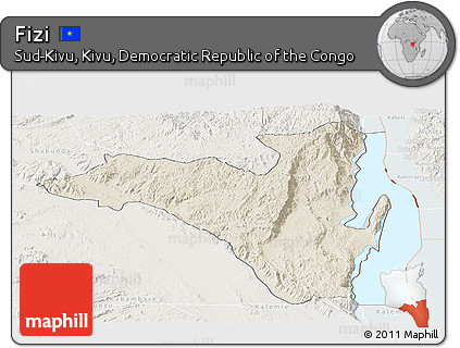 Shaded Relief Panoramic Map of Fizi, lighten