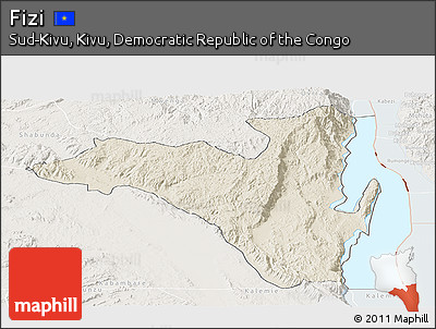 Shaded Relief Panoramic Map of Fizi, lighten