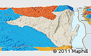 Shaded Relief Panoramic Map of Fizi, political outside