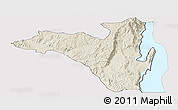 Shaded Relief Panoramic Map of Fizi, single color outside