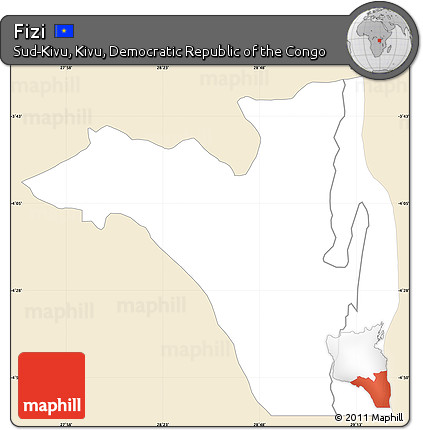 Classic Style Simple Map of Fizi, single color outside