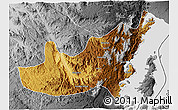 Physical 3D Map of Kalehe, desaturated