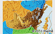 Physical 3D Map of Kalehe, political outside