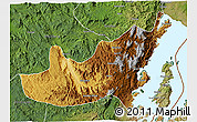 Physical 3D Map of Kalehe, satellite outside
