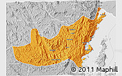Political 3D Map of Kalehe, lighten, desaturated