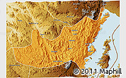 Political 3D Map of Kalehe, physical outside