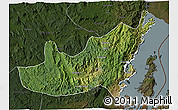Satellite 3D Map of Kalehe, darken