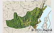 Satellite 3D Map of Kalehe, shaded relief outside