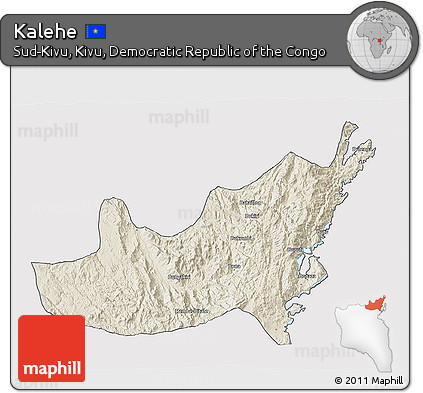 Shaded Relief 3D Map of Kalehe, cropped outside