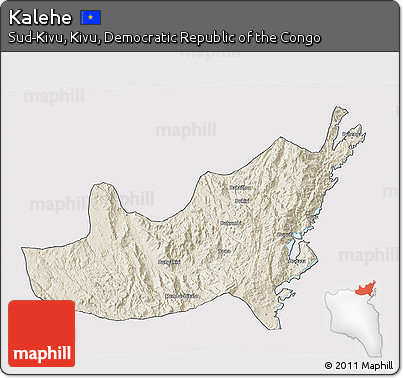 Shaded Relief 3D Map of Kalehe, cropped outside