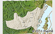 Shaded Relief 3D Map of Kalehe, satellite outside