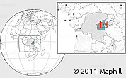Blank Location Map of Kalehe, highlighted country, highlighted grandparent region, within the entire country