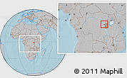 Gray Location Map of Kalehe, within the entire country, hill shading