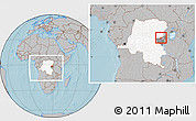 Gray Location Map of Kalehe, highlighted country, highlighted parent region, within the entire country, hill shading