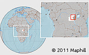 Gray Location Map of Kalehe, highlighted grandparent region, within the entire country, hill shading