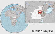 Gray Location Map of Kalehe, highlighted grandparent region, hill shading