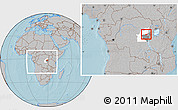 Gray Location Map of Kalehe, highlighted parent region, highlighted grandparent region, within the entire country, hill shading