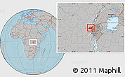 Gray Location Map of Kalehe, hill shading