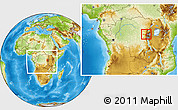 Physical Location Map of Kalehe, within the entire country