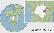 Savanna Style Location Map of Kalehe, highlighted country, highlighted parent region, within the entire country, hill shading