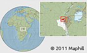 Savanna Style Location Map of Kalehe, highlighted parent region, hill shading