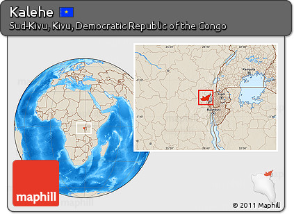 Shaded Relief Location Map of Kalehe
