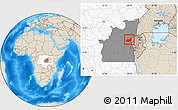 Shaded Relief Location Map of Kalehe, highlighted country, highlighted grandparent region